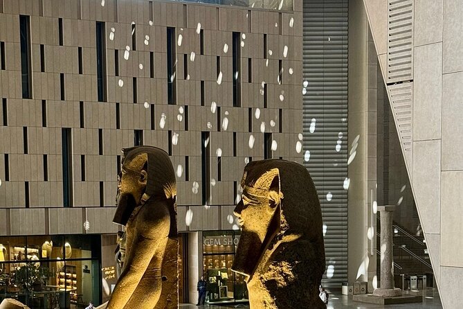 Grand Egyptian Museum, Giza Pyramids and Great Sphinx Tour - Grand Egyptian Museum Time: Courtyard Icons, Staircase Views, and 18 Galleries
