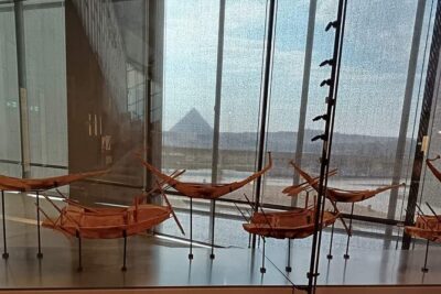 Grand Egyptian Museum, Grand staircase, New Galleries, and lunch. - Stop 1: Grand Egyptian Museum courtyard sights before the main halls
