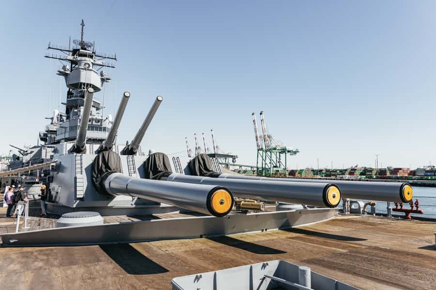 Los Angeles: Battleship Iowa Museum Ticket - Moving toward the stern on the 05 level: Phalanx CIWS replicas